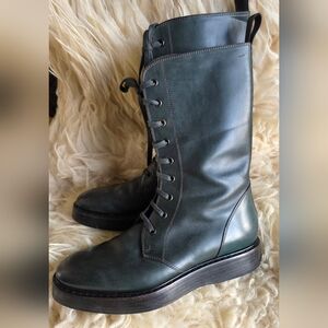 Bottega Veneta Dark Green Lace-Up Boots/Combat boot